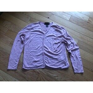 August Silk Large Petites Silk Pink Button Up Long Sleeve Sweater